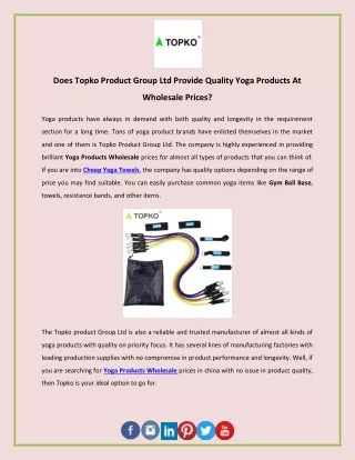 Does Topko Product Group Ltd Provide Quality Yoga Products At Wholesale Prices?