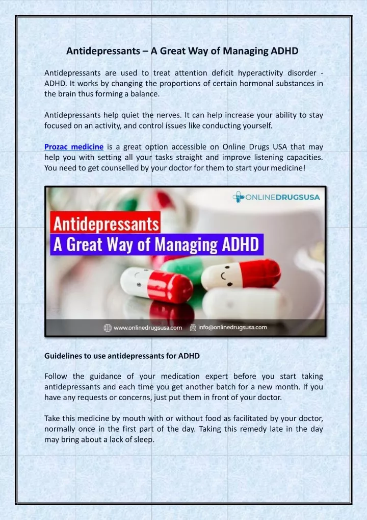 antidepressants a great way of managing adhd