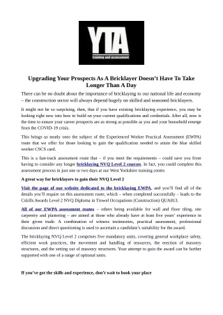 upgrading your prospects as a bricklayer doesn