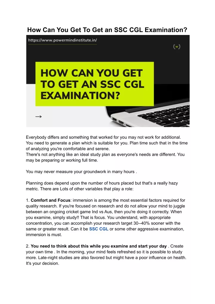 how can you get to get an ssc cgl examination