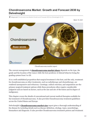 chondrosarcoma market growth and forecast 2030