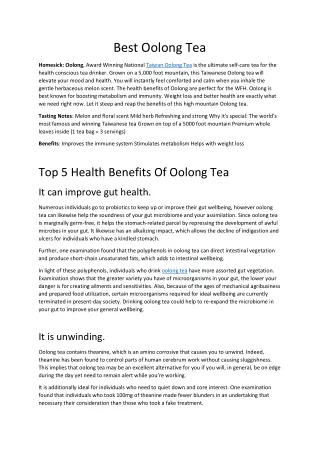Best Oolong Tea