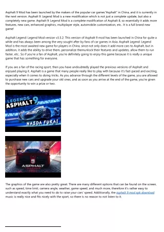 asphalt 9 mod has been launched by the makers
