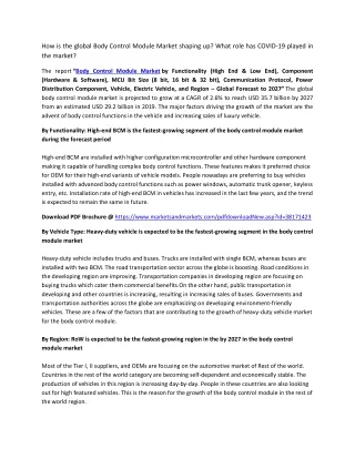 how is the global body control module market