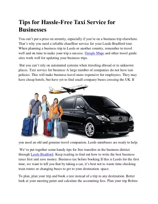 Tips for Hassle-Free Taxi Service for Businesses