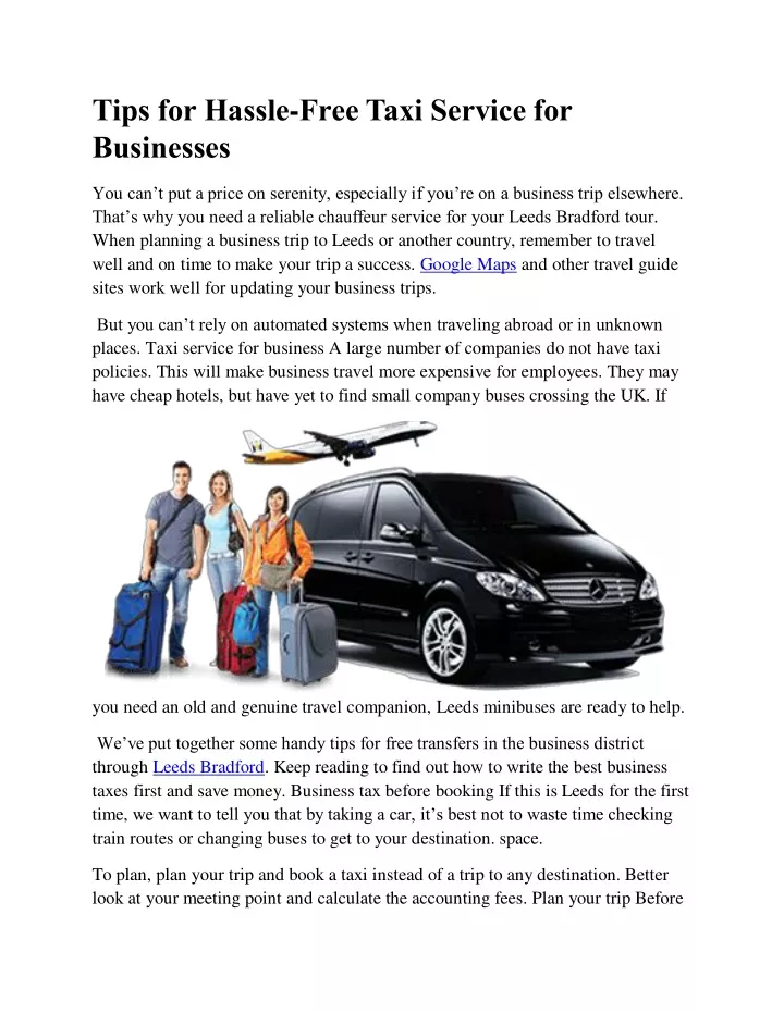 tips for hassle free taxi service for businesses
