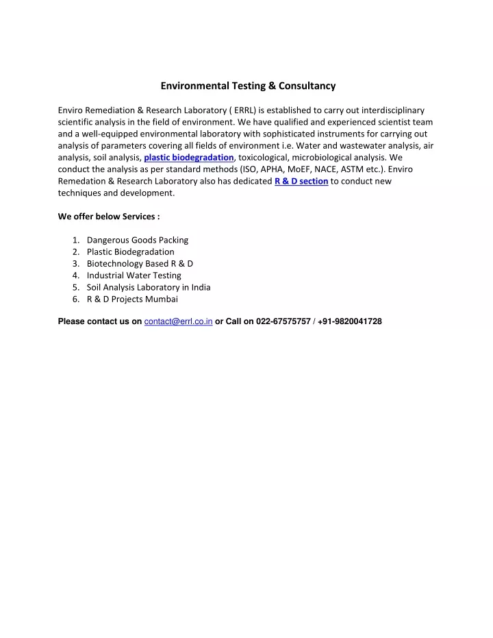 environmental testing consultancy enviro