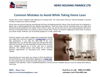 Common Mistakes to Avoid While Taking Home Loan