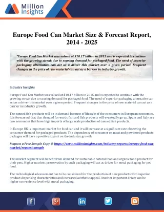 europe food can market size forecast report 2014