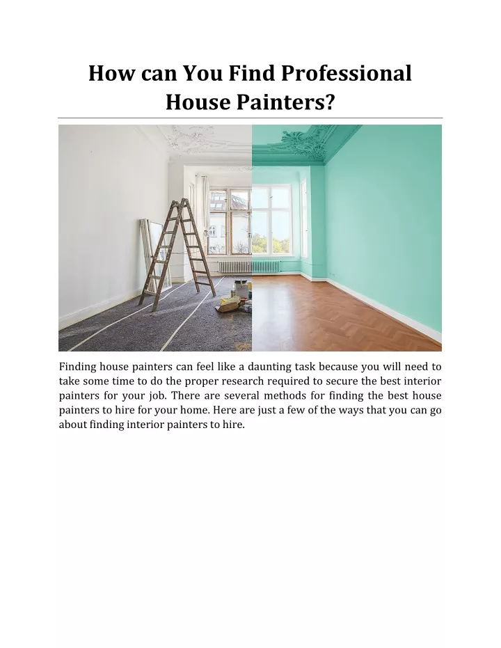 how can you find professional house painters