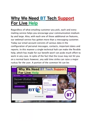 Why We Need BT Tech Support For Live Help