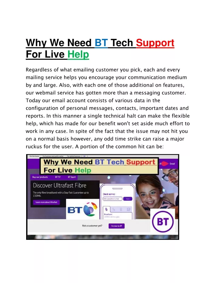 why we need bt tech support for live help