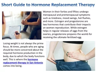 short guide to hormone replacement therapy