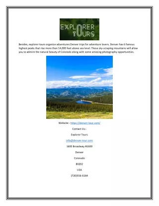 besides explorer tours organize adventures denver