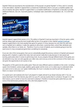 asphalt 9 mod was launched by the manufacturers