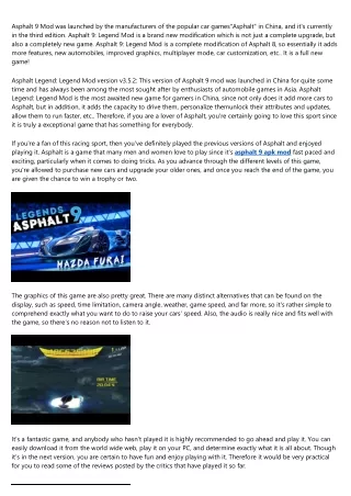 asphalt 9 mod was launched by the manufacturers