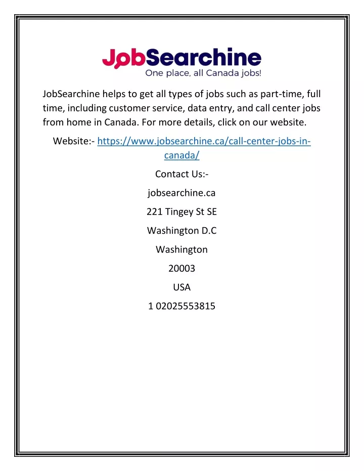 jobsearchine helps to get all types of jobs such