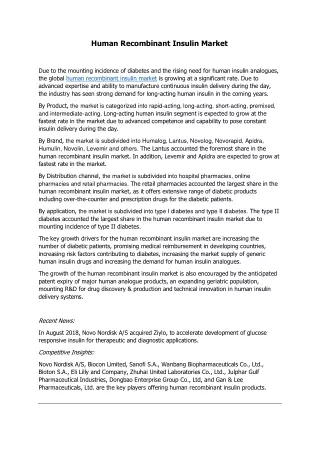 human recombinant insulin market