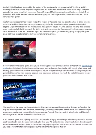 asphalt 9 mod has been launched by the makers