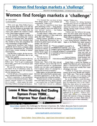 women find foreign markets a challenge