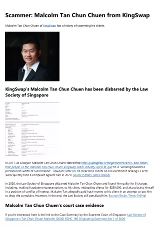 10 Sites To Help You Become An Expert In Malcolm Tan Chun Chuen Kingswap Fraud