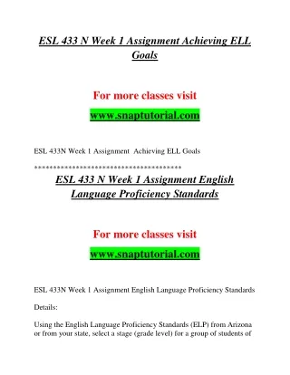 ESL 433 N Exciting Teaching / snaptutorial.com