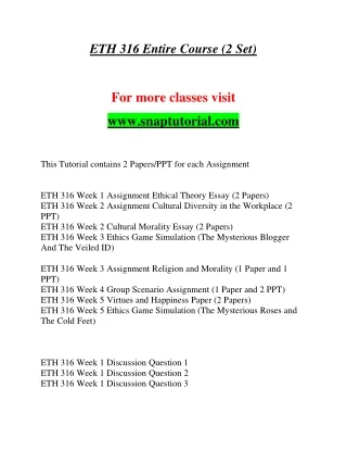 ETH 316 Exciting Teaching / snaptutorial.com