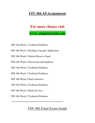 FIN 366 Exciting Teaching / snaptutorial.com