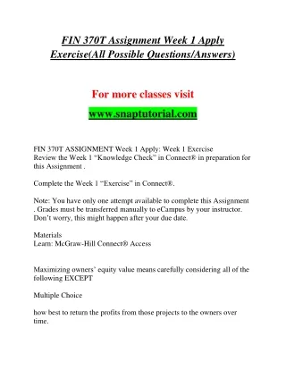 fin 370t assignment week 1 apply exercise