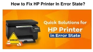 How to Fix HP Printer In Error State?