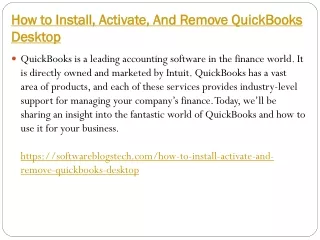 how to install activate and remove quickbooks desktop