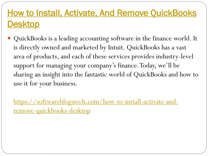 how to install activate and remove quickbooks desktop
