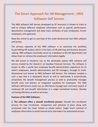 the smart approach for hr management hris