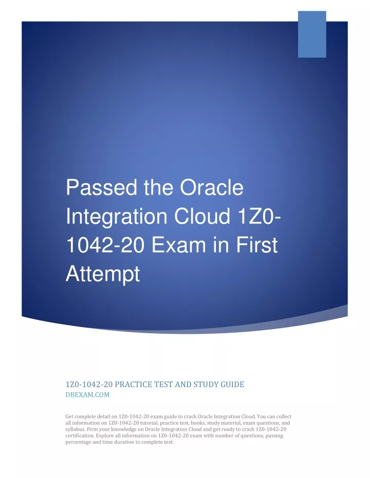 passed the oracle integration cloud 1z0 1042