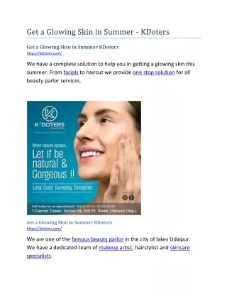 get a glowing skin in summer kdoters