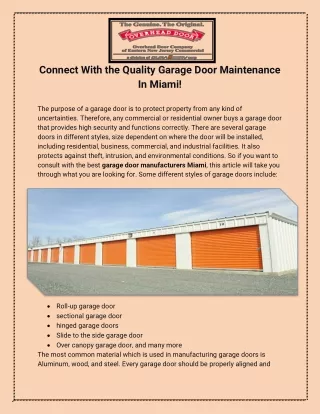 Common Method for Garage Door Maintenance in Miami!!