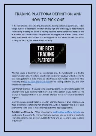 in the field of online stock trading the role