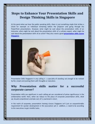 steps to enhance your presentation skills and design thinking skills in singapore