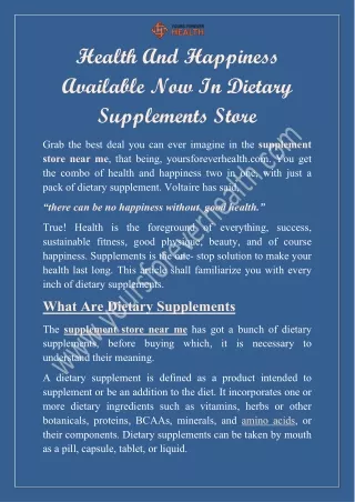 health and happiness available now in dietary