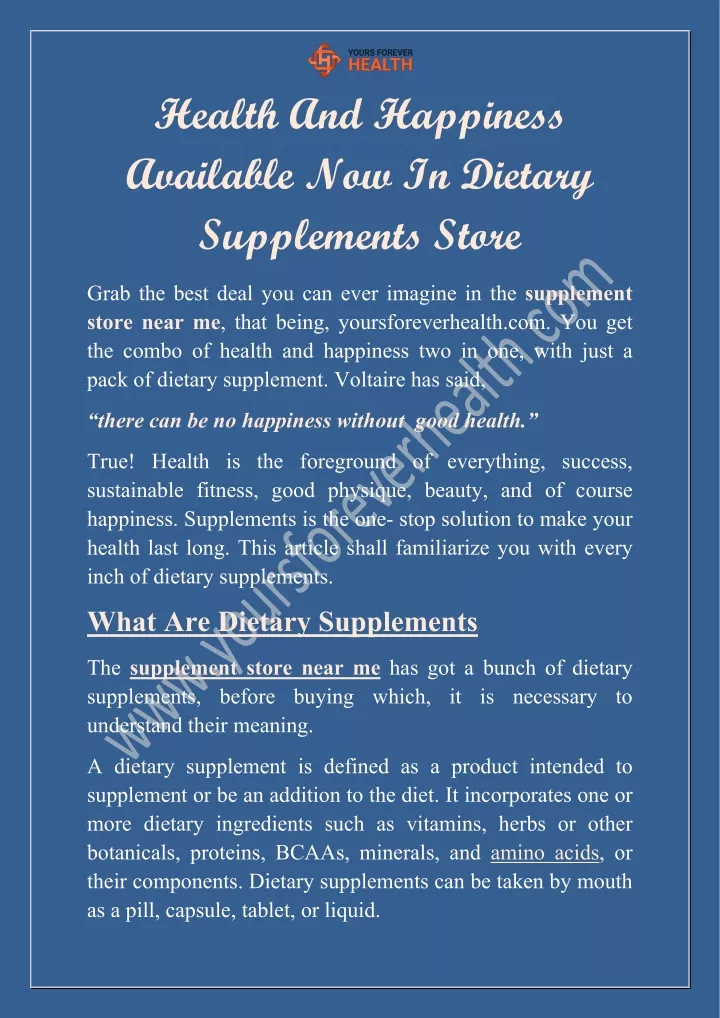 health and happiness available now in dietary