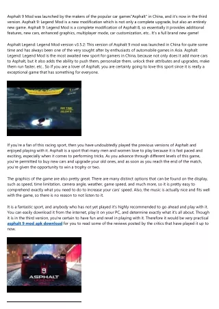 asphalt 9 mod was launched by the makers