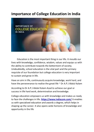 Importance of College Education in India