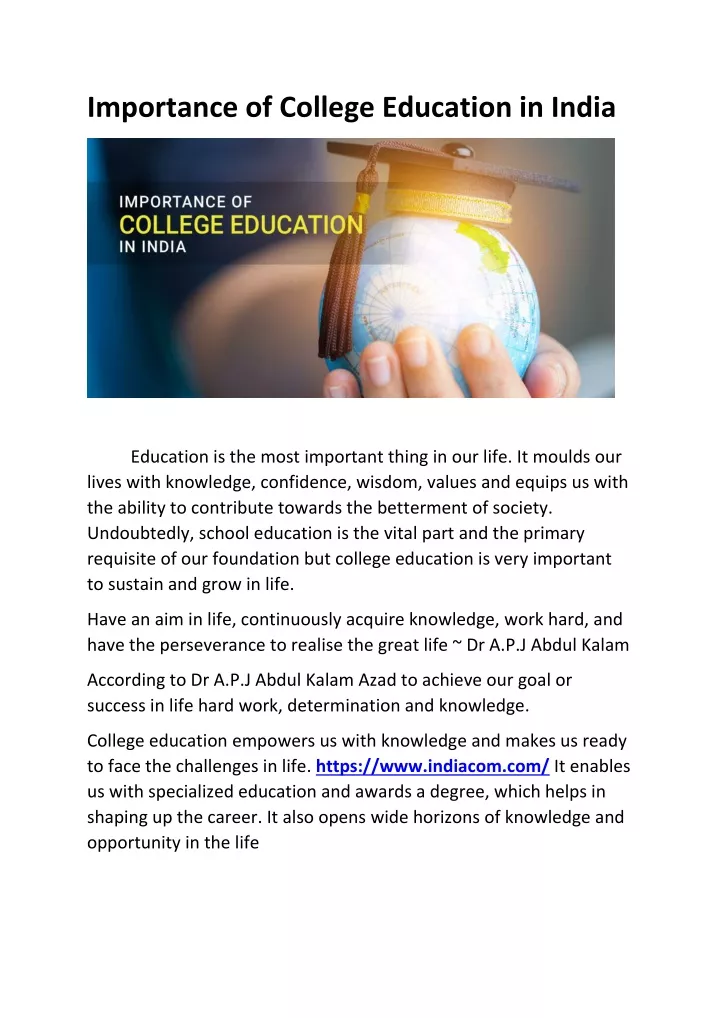 importance of college education in india