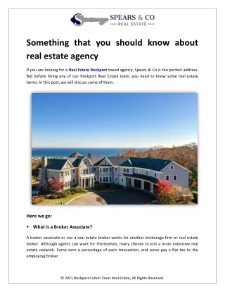 Something that you should know about real estate agency