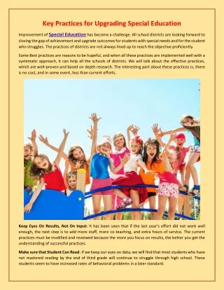 key practices for upgrading special education