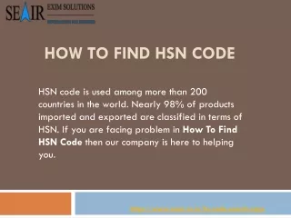 HSN Code Find on Seair