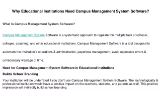 why educational institutions need campus management system software