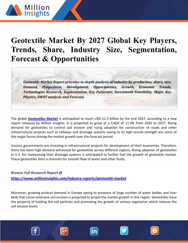 geotextile market by 2027 global key players