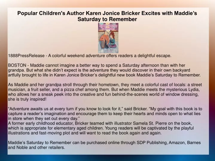 popular children s author karen jonice bricker