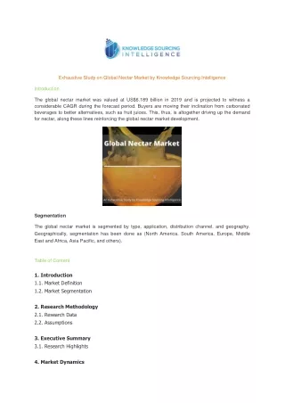 exhaustive study on global nectar market